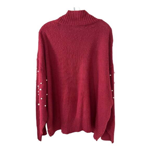 Eloquii Elements Plus Size 22/24 Red Sweater with Faux Pearl Embellishments – Ac - Picture 2 of 5